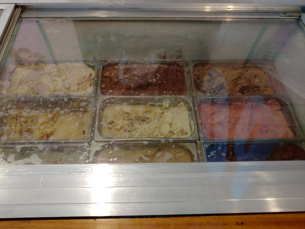 The gelato case at Pola in Merida, Mexico.